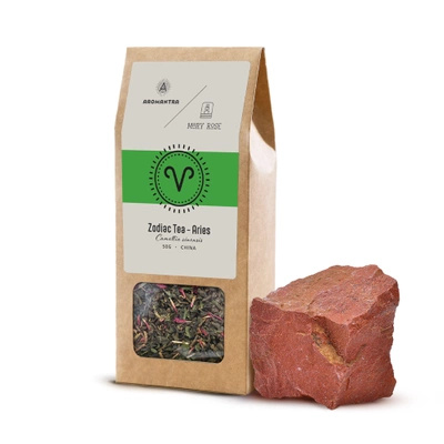 Set para Aries: té del zodíaco + piedra mágica