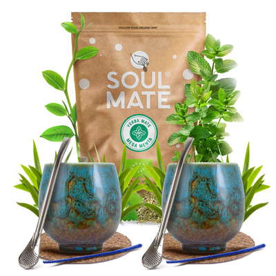 Set de Yerba Mate Soul Mate 500g 0,5kg 2x Calabaza + 2x Bombilla