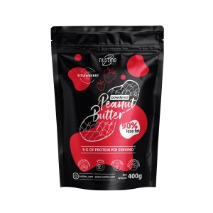Nustino – Mantequilla de cacahuete en polvo – Strawberry (sin azúcar añadido) 400 g