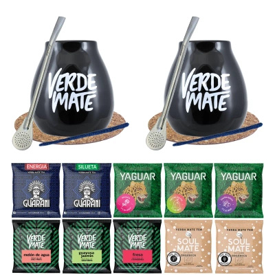 Doble Set Yerba Mate Calabaza Bombilla 10x50g