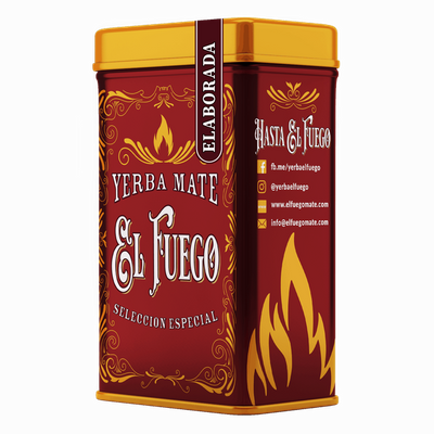 Yerbera – Lata metálica + El Fuego Elaborada 0,5 kg