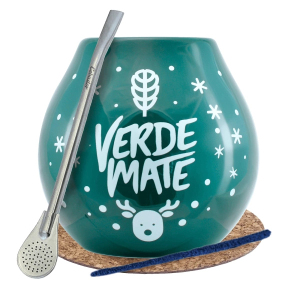 Yerba Mate set de invierno Verde Mate calabaza + bombilla
