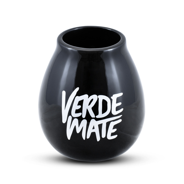 Calabaza de cerámica con "Verde Mate" logo - 350 ml - negra