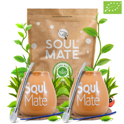 Yerba Mate Soul Mate Orgánica 500g + Accesorios - Set para parejas