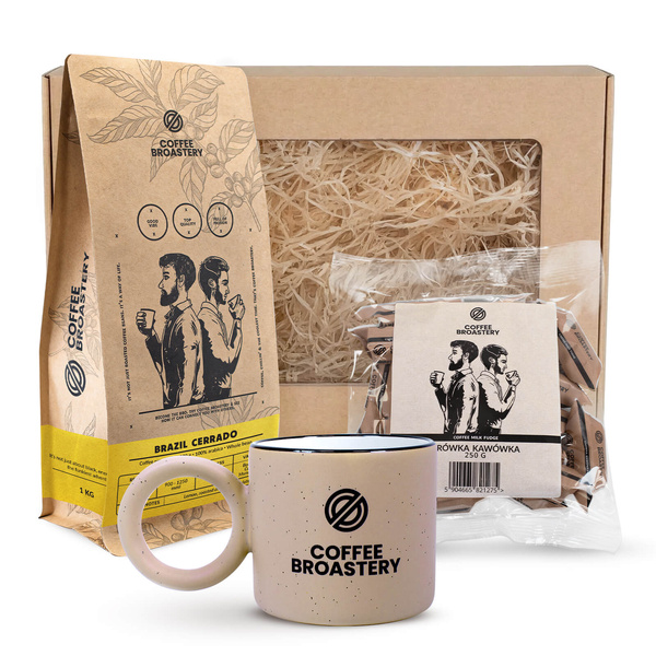 Set de regalo Coffee Broastery: café Brazil Cerrado + caramelos de leche con sabor a café + taza