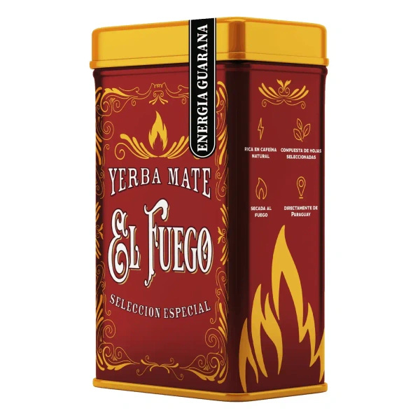 Yerbera – Lata metálica + El Fuego Energia Guarana 0,5 kg