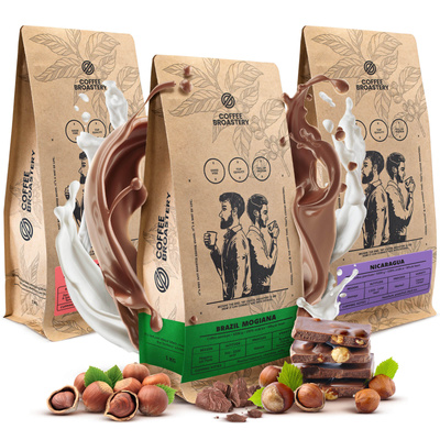 Set de café Bro Coffee Roastery Costa Rica San Rafael + Nicaragua Colibrí Azul + Brazil Samba 3x1kg (3kg)