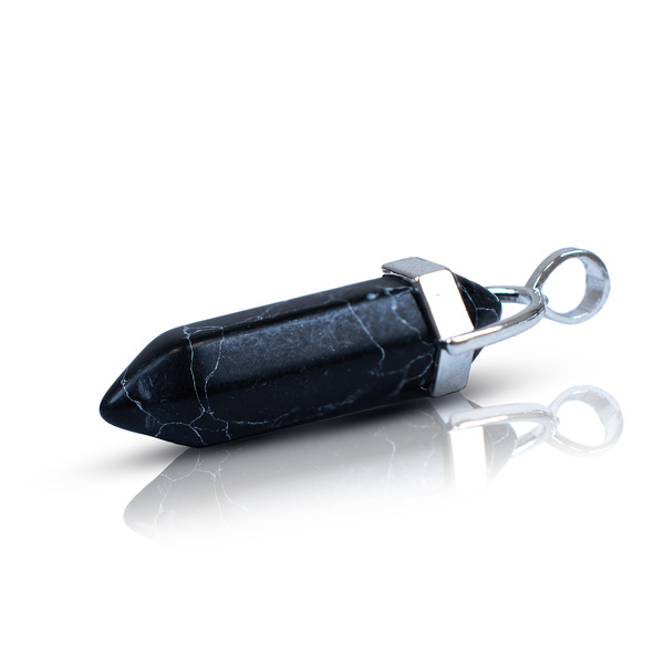 Colgante con turquesa negra en bolsa + cadena