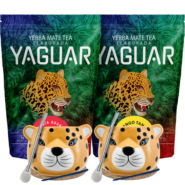 Juego de yerba mate para dos Bombilla Yaguar 2x500