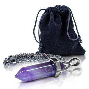 Colgante con amatista en bolsa + cadena