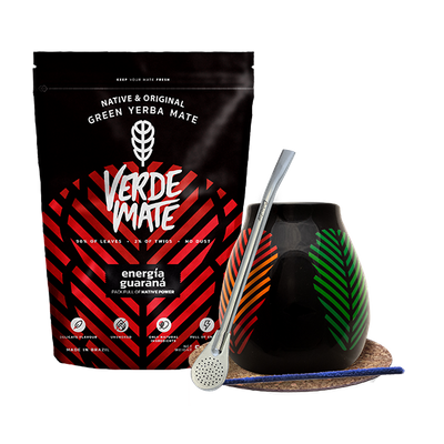Set de Yerba Mate: Verde Mate Energía Guaraná 500g + Calabaza + Bombilla
