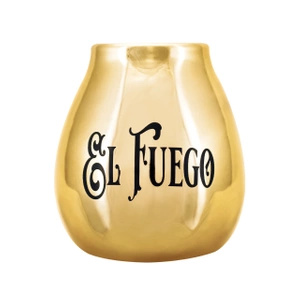 Calabaza de cerámica con logotipo El Fuego (dorado) 350 ml