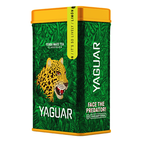 Yerbera – Lata metálica + Yaguar Limón 0,5 kg