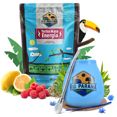 Juego de Yerba Mate Rio Parana Energia 500g Calabaza + Bombilla