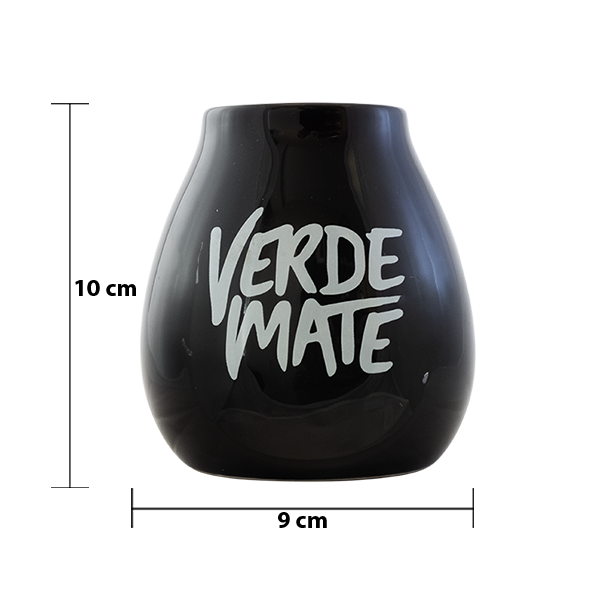 Calabaza de cerámica con "Verde Mate" logo - 350 ml - negra