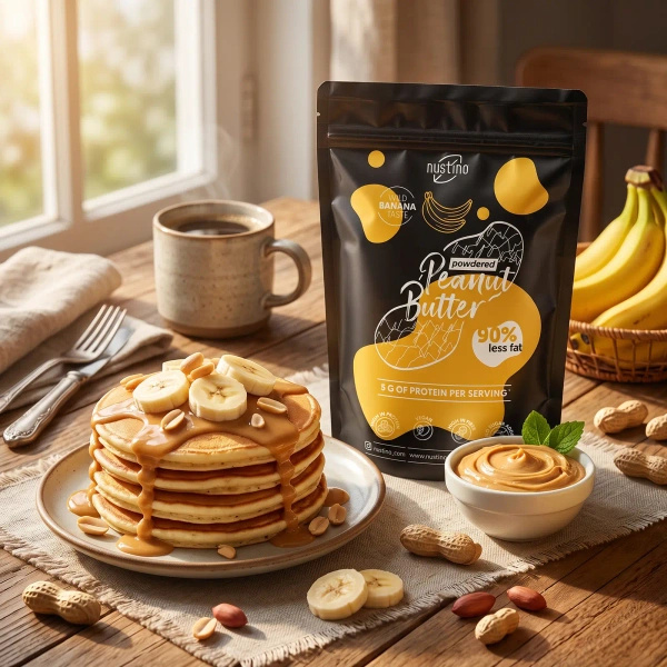 Set de mantequilla de cacahuete en polvo Nustino: Classic + Banana 2x400g