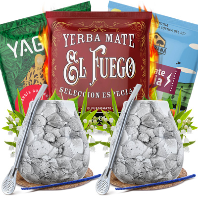 Yerba Mate Energia Set PARA DOS Calabaza Bombilla