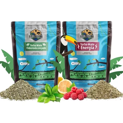 Set de Yerba Mate Rio Parana Elaborada Energia 1kg