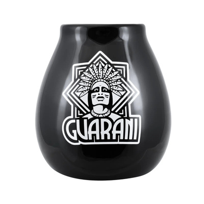 Calabaza de cerámica con logo "Guarani" - 350 ml - negra