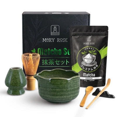 Set de regalo: matcha japonés premium + matchawan + accesorios de bambú