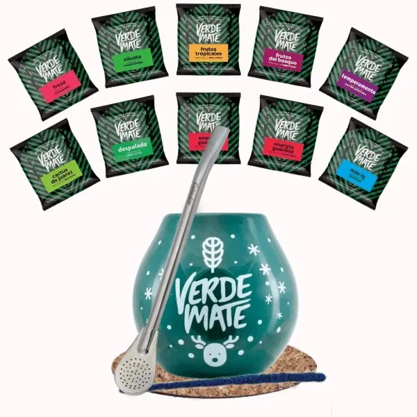 Juego de Yerba Mate Green 500g Calabaza + Bombilla 10x50g