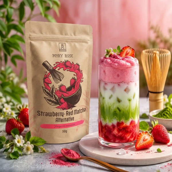 Mary Rose – Red Matcha Alternative – Fresa (en polvo) 50 g