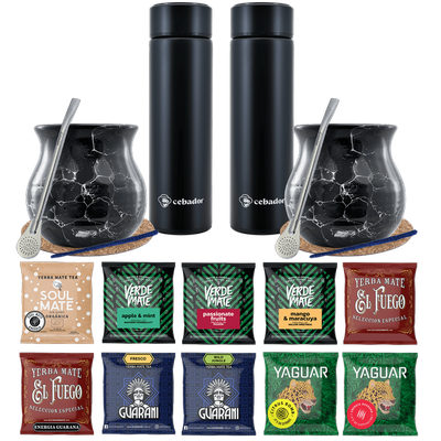 Yerba Mate Termo Bombilla Set para Dos 500g
