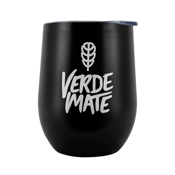 TermoLid – mate de acero inoxidable con tapa – Verde Mate (negro) – 350 ml