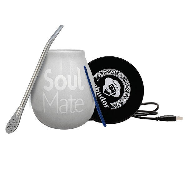 Set de Accesorios de Yerba Mate: calentador USB para taza + Calabaza + Bombilla