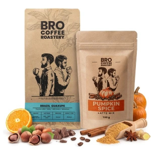 Set para Pumpkin Spice Latte: café Bro Coffee Roastery Brazil Guaxupe 1kg + Pumpkin Spice Latte Mix 100g