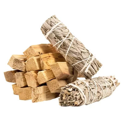 2 x Rollo de salvia blanca + set de Palo santo 200g