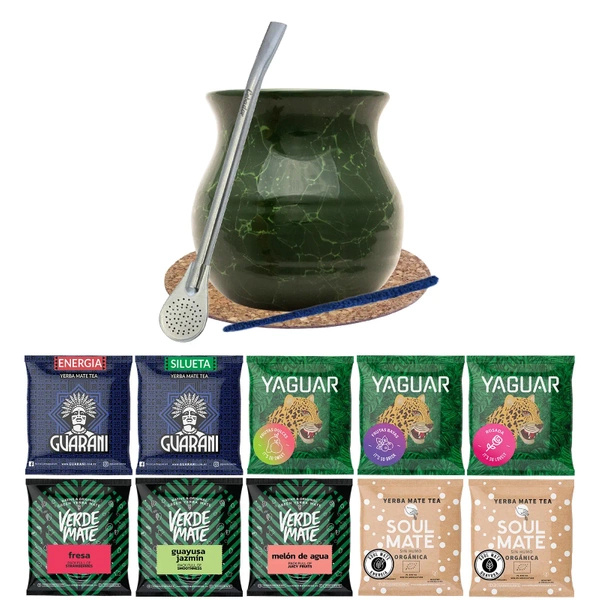 Yerba mate set Verde Mate Green 500g Calabaza 10x50g