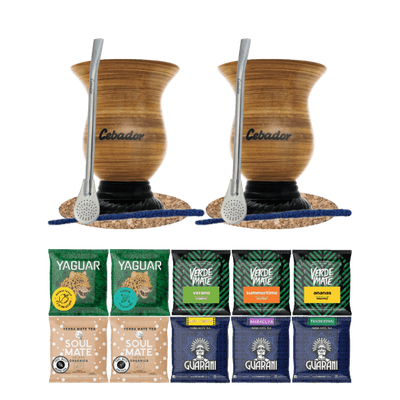 Set de Yerba Mate 10x50g 2x Calabaza + 2x Bombilla