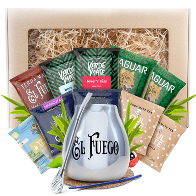 Set de regalo de Yerba Mate 10x50g 500g Calabaza + Bombilla