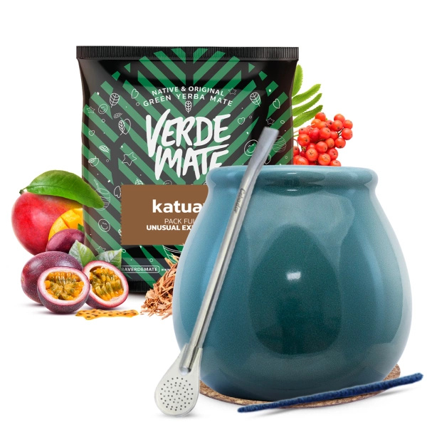 Verde Mate juego yerba mate cerámica calabaza bombilla