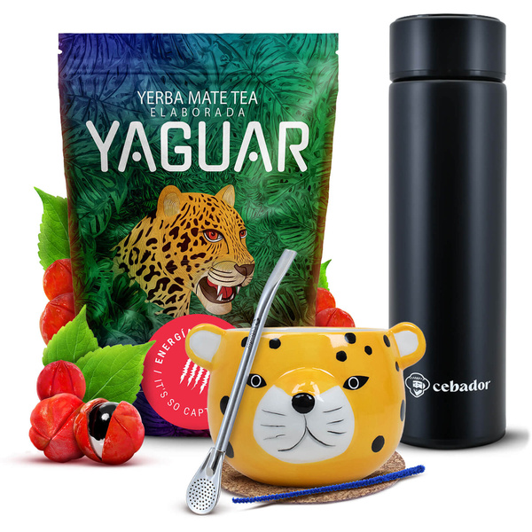 Yerba Mate Yaguar Energia 500g calabaza termo set