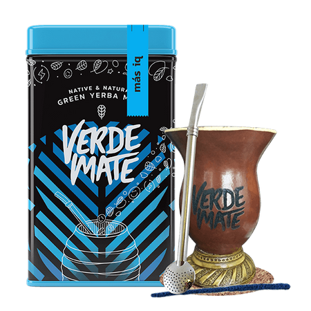 Set Yerbera Verde Mate Mas IQ 0,5kg Cuia