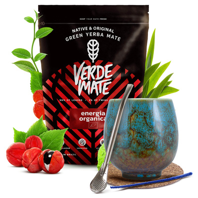 Set de Yerba Mate Verde Mate 400g 0,4kg Calabaza + Bombilla