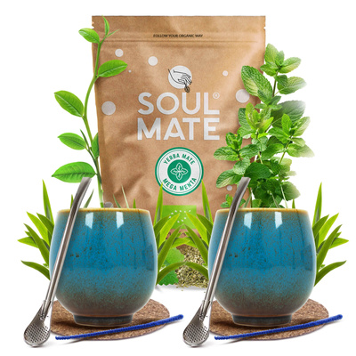 Set de Yerba Mate Soul Mate 500g 0,5kg 2x Calabaza + 2x Bombilla