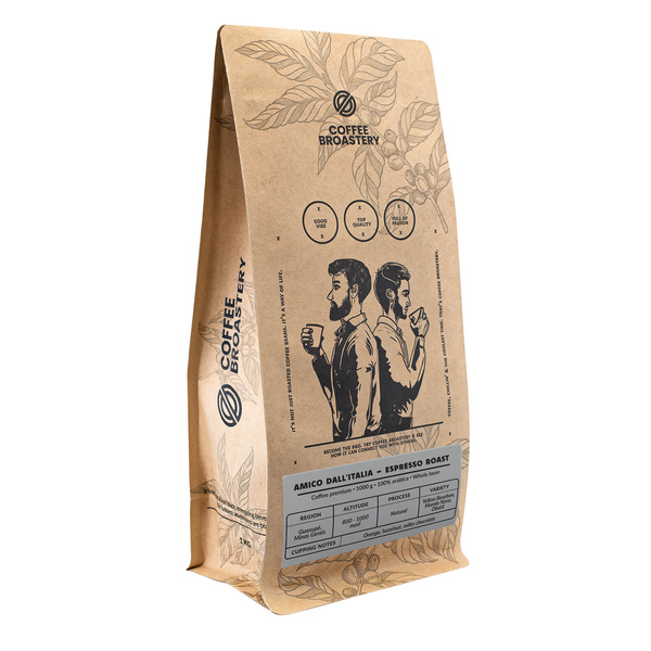 Bro Coffee Roastery - Café arábica en grano Amico dall'Italia Espresso Roast 1 kg