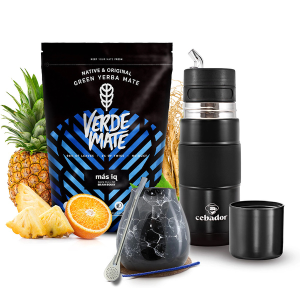 Set de Yerba Mate Verde Mate Mas IQ 500g 0,5kg Yerbomos + Calabaza + Bombilla