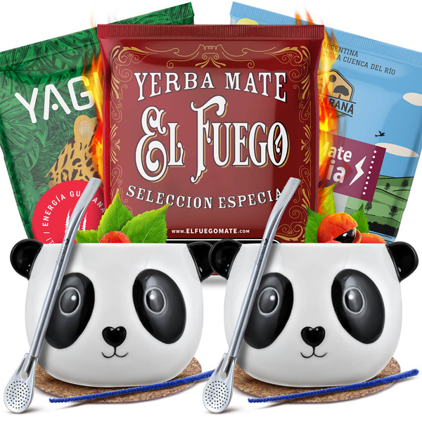 Yerba Mate Energia Set PARA DOS Calabaza Bombilla