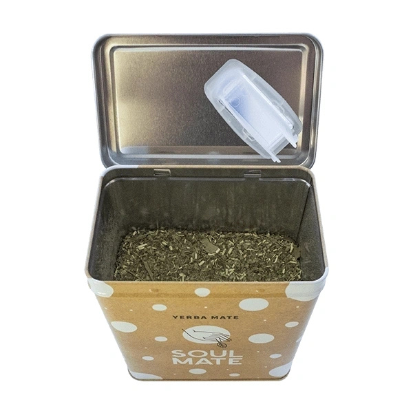Yerbera – Lata metálica + Soul Mate Orgánica Menta Limon 0,5 kg