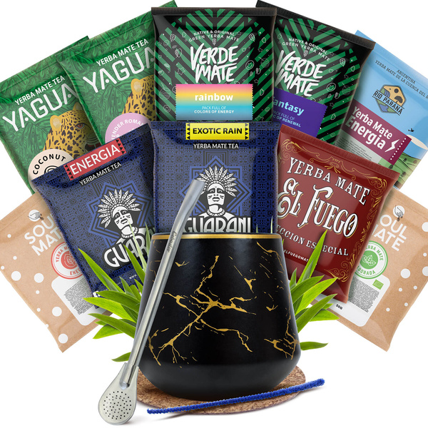 Set de Yerba Mate: muestras 10x50g Calabaza + Bombilla