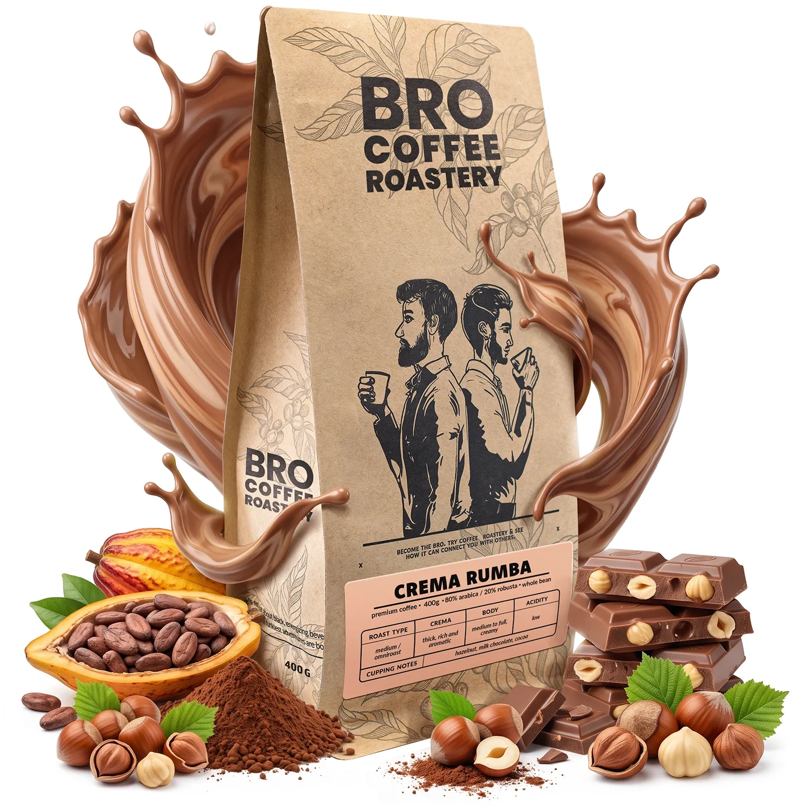 Bro Coffee Roastery Crema Rumba - café en grano 80 % arábica 20 % robusta