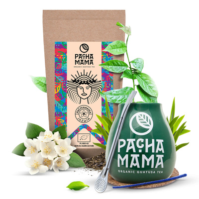 Set de Guayusa Pachamama Jazmín 100g + Calabaza + Bombilla
