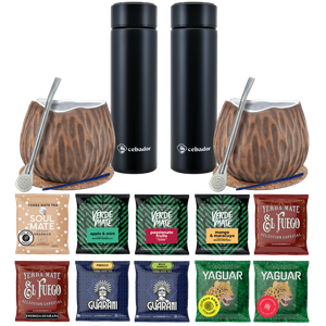 Yerba Mate Termo Bombilla Set para Dos 500g