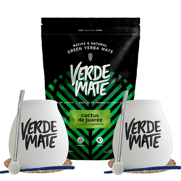 Yerba Mate Set para parejas y principiantes Verde Mate Cactus de Juarez 500g