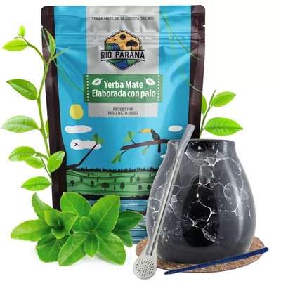 Set de Yerba Mate Rio Parana Calabaza Bombilla 500g