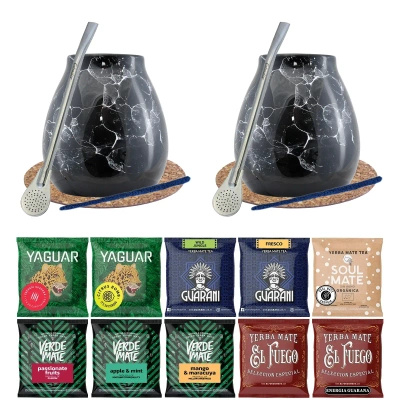 Set de Yerba Mate 10x50g 2x Calabaza + 2x Bombilla